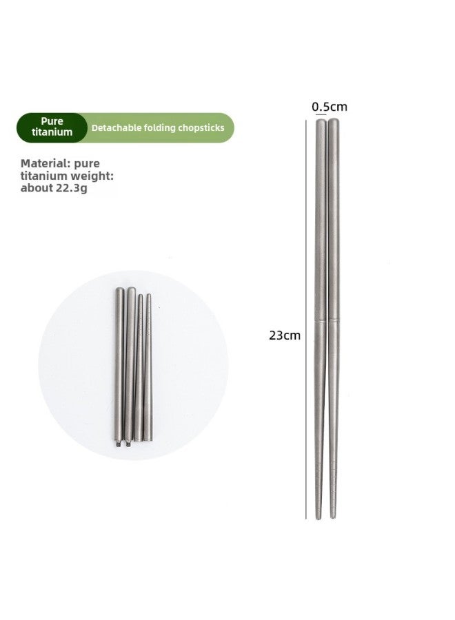 Pure Titanium Outdoor Portable Multifunctional Fork Spoon Folding Chopsticks Camping Picnic Tableware Camping Ultra Light Titanium Spoon Fork-Specifications:Pure Titanium Six-ring Screw Chopsticks 23cm - Image 1