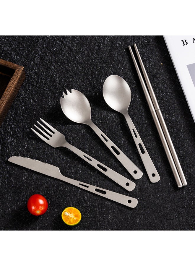Pure Titanium Outdoor Portable Multifunctional Fork Spoon Folding Chopsticks Camping Picnic Tableware Camping Ultra Light Titanium Spoon Fork-Specifications:Pure Titanium Six-ring Screw Chopsticks 23cm - Image 5