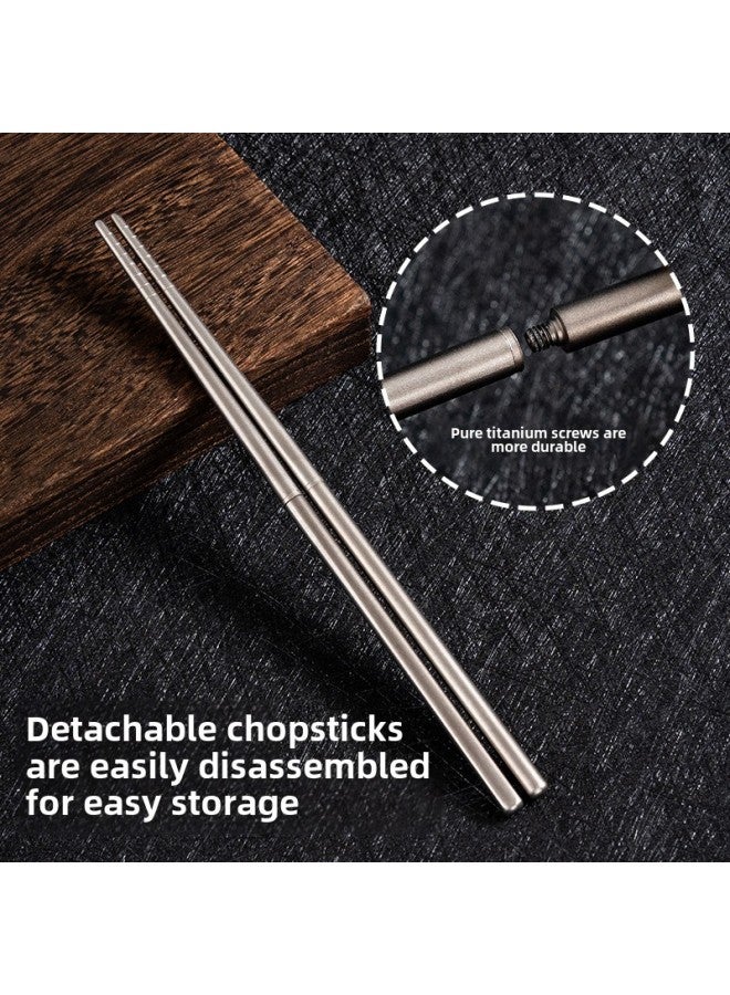Pure Titanium Outdoor Portable Multifunctional Fork Spoon Folding Chopsticks Camping Picnic Tableware Camping Ultra Light Titanium Spoon Fork-Specifications:Pure Titanium Six-ring Screw Chopsticks 23cm - Image 4