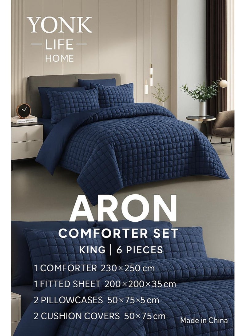 YONK ARON – 6-Piece Quilted Comforter Set Size: King – 230 × 250 cm - Image 1
