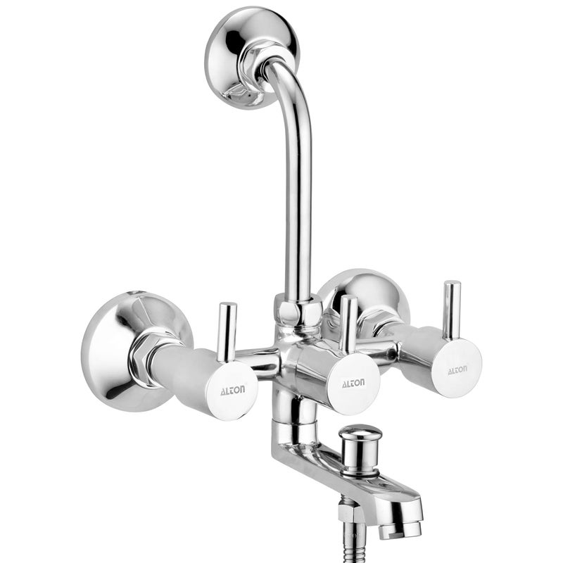 ALTON GRCL3915 Brass 3IN1 Wall Mixer With Provision For Over Head Shower and Hand Shower with190mm Long Bend Pipe Chrome - Image 1