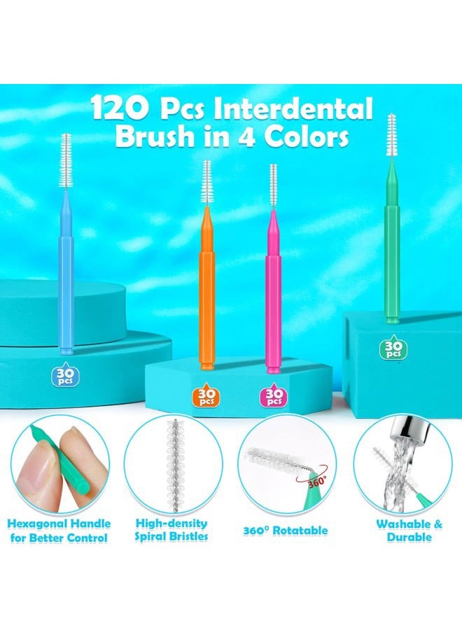 Modacraft 120Pcs Interdental Brush 4 Sizes Braces Brush Toothpicks with Soft Bristles 360° Bendable Floss Heads Dental Brushes Between Teeth Gum Braces Cleaning Kit Oral Tooth Cleaning Tool - Image 4