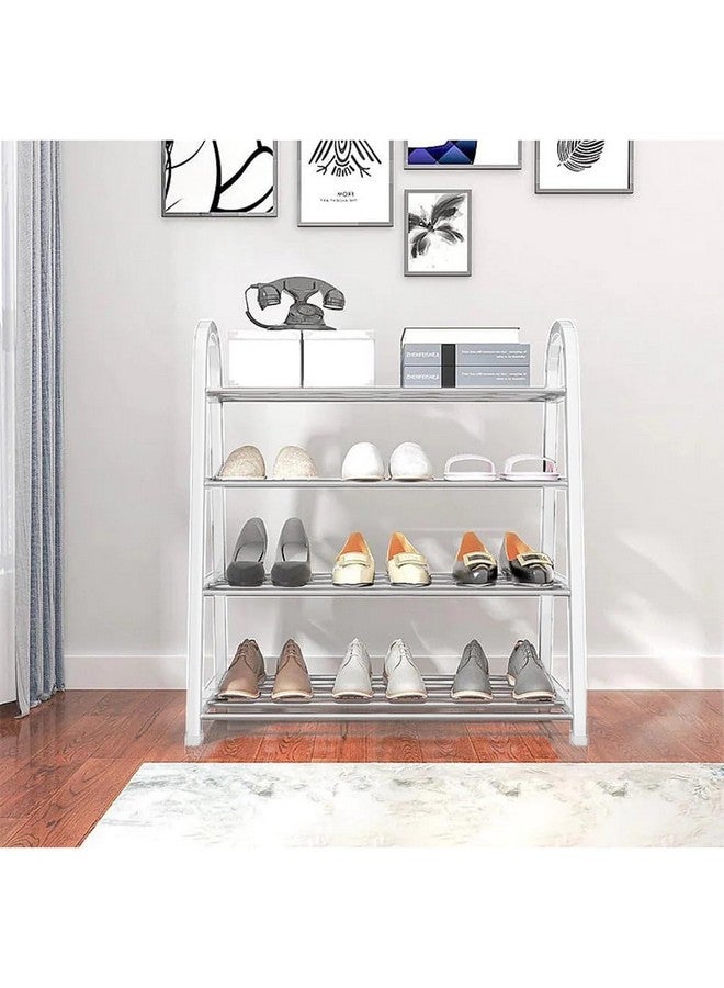 Lukzer 4 Tier Shoe Rack Detachable Open Book Shelf Plastic Storage Holder Organizer Stand for Home Office (A Shape/White/4 Layer/62x27.5x54cm) - Image 3