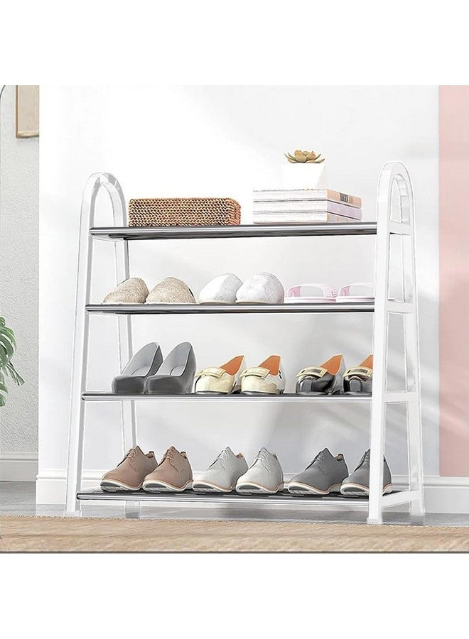 Lukzer 4 Tier Shoe Rack Detachable Open Book Shelf Plastic Storage Holder Organizer Stand for Home Office (A Shape/White/4 Layer/62x27.5x54cm) - Image 1