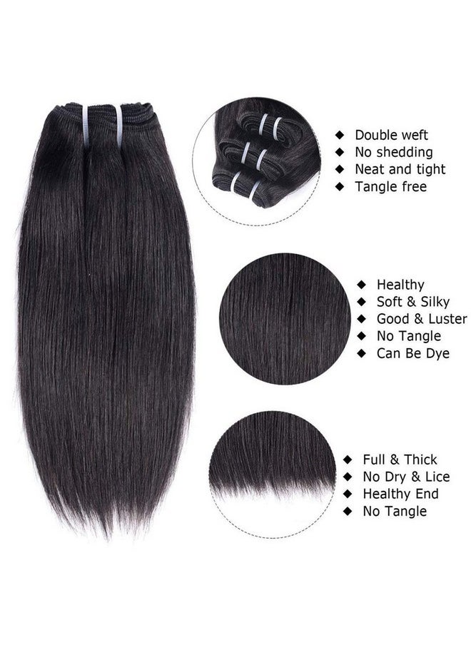 Liang Dian 12 Inch Brazilian Short Human Hair Bundles Natural Color 4 Bundles With Closure Brazilian Virgin Hair 100% Unprocessed Straight Human Hair Bundles(12121212With 12Closure)  - Image 3