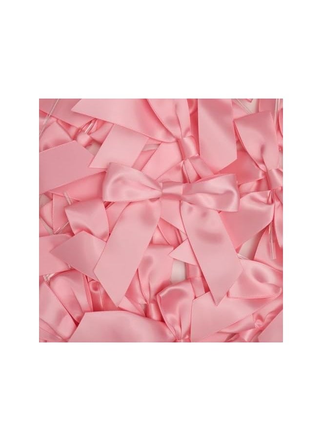 The Bros 50-PackPre-Tied Pink Satin Ribbon Bow, Twist Tie Bows for Gift Wrapping, Party Favors, Wedding & Baby Shower Decoration  - Image 3