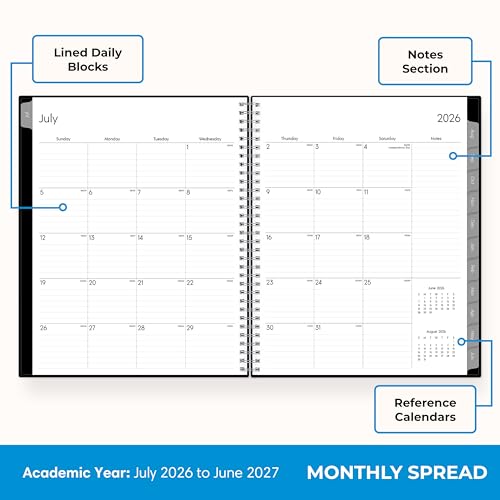Blue Sky 2026-2027 Monthly Academic Year Planner Calendar, July 2026 - June 2027, 8" x 10", Monthly Layout, Flexible Cover, Wirebound, Laminated Tabs, Enterprise - Image 3