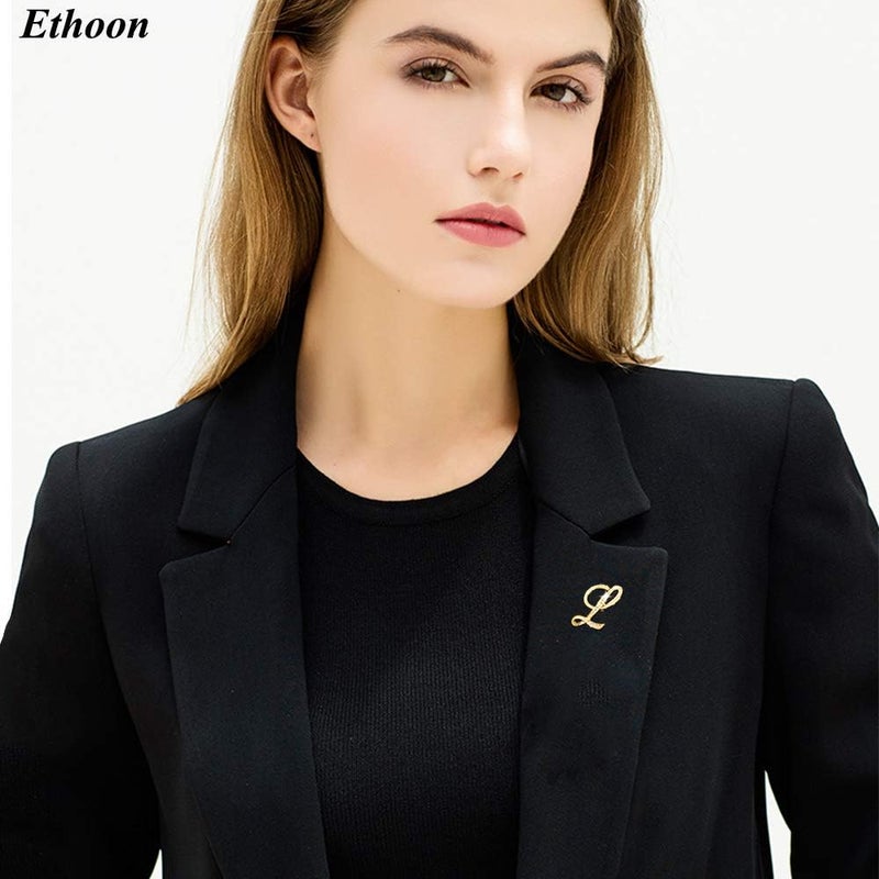 ETHOON دبوس بروش حرف أول صغير دبوس طية صدر جاكيت دبابيس شخصية هدايا للنساء والرجال ذهب A-Z - Image 5