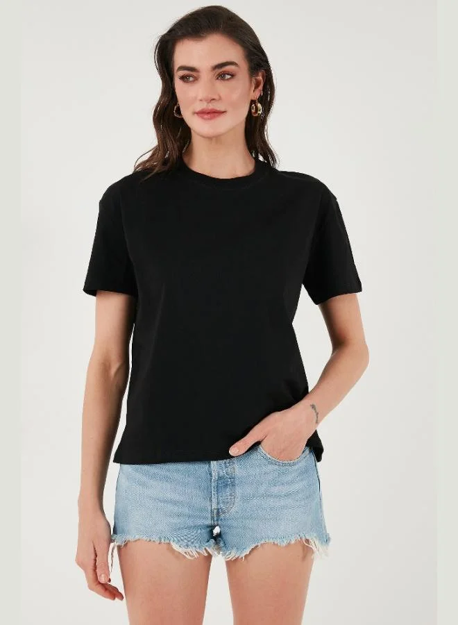 Lela Lela Cotton Oversize Fit Crew Neck T Shirt Women's T SHIRT 5866097