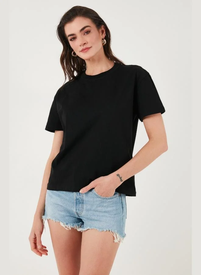 Lela Lela Cotton Oversize Fit Crew Neck T Shirt Women's T SHIRT 5866097