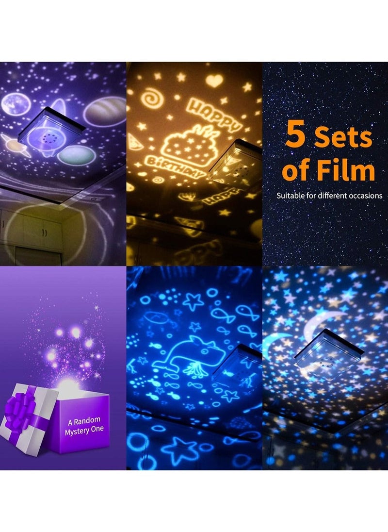 Captaintech Gifts for 3-8 Year Old Boys Star Night Light Kids Lights Projector Girls Toys Constellation Rotating Baby Home Decoration Birthday 5 Sets of Film  - Image 3
