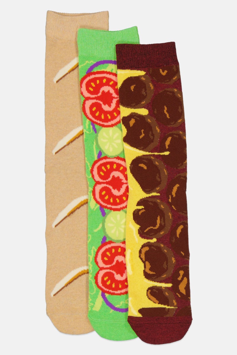 The Orrsum Sock Co Men 3 Pack Graphic Print Sandwiches Socks, Multicolor - Image 1