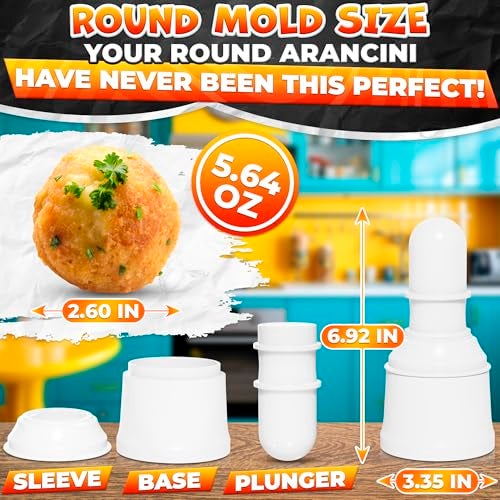 LIBERHAUS 2 Pcs Arancini Maker Mold Set – Dual Set for Round & Conical Rice Ball Mold 160g/5.65oz, Easy-to-Use, Dishwasher Safe, Comfortable to Hold – Rice Molds for Home Cooks, Bento Meals & Street Food - Image 3