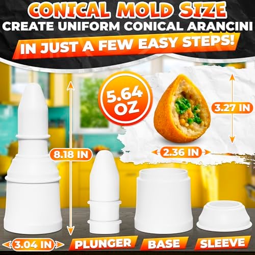 LIBERHAUS 2 Pcs Arancini Maker Mold Set – Dual Set for Round & Conical Rice Ball Mold 160g/5.65oz, Easy-to-Use, Dishwasher Safe, Comfortable to Hold – Rice Molds for Home Cooks, Bento Meals & Street Food - Image 2