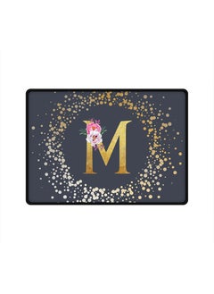 Designer Gaming Mouse Pad  Anti-Skid Mousepad Large Keyboard Mouse Pad Desk Mat Custom Monogram Initial Letter Floral Pattern Alphabet - M  (Grey)