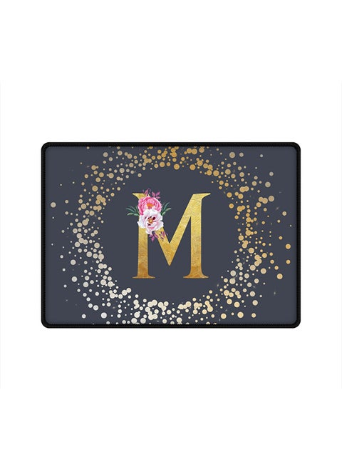 Designer Gaming Mouse Pad  Anti-Skid Mousepad Large Keyboard Mouse Pad Desk Mat Custom Monogram Initial Letter Floral Pattern Alphabet - M  (Grey)