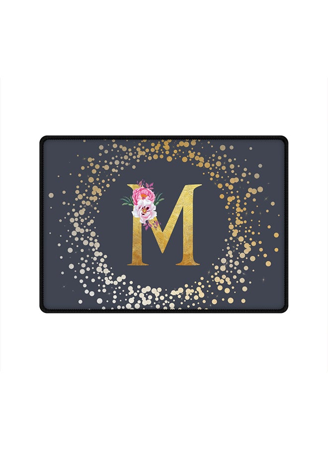 Stylizedd - Designer Gaming Mouse Pad  Anti-Skid Mousepad Large Keyboard Mouse Pad Desk Mat Custom Monogram Initial Letter Floral Pattern Alphabet - M  (Grey) - Image 1