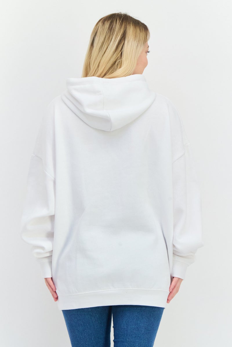 JUICE Women Hooded Solid Long Sleeve Sweatshirt, White - Image 3