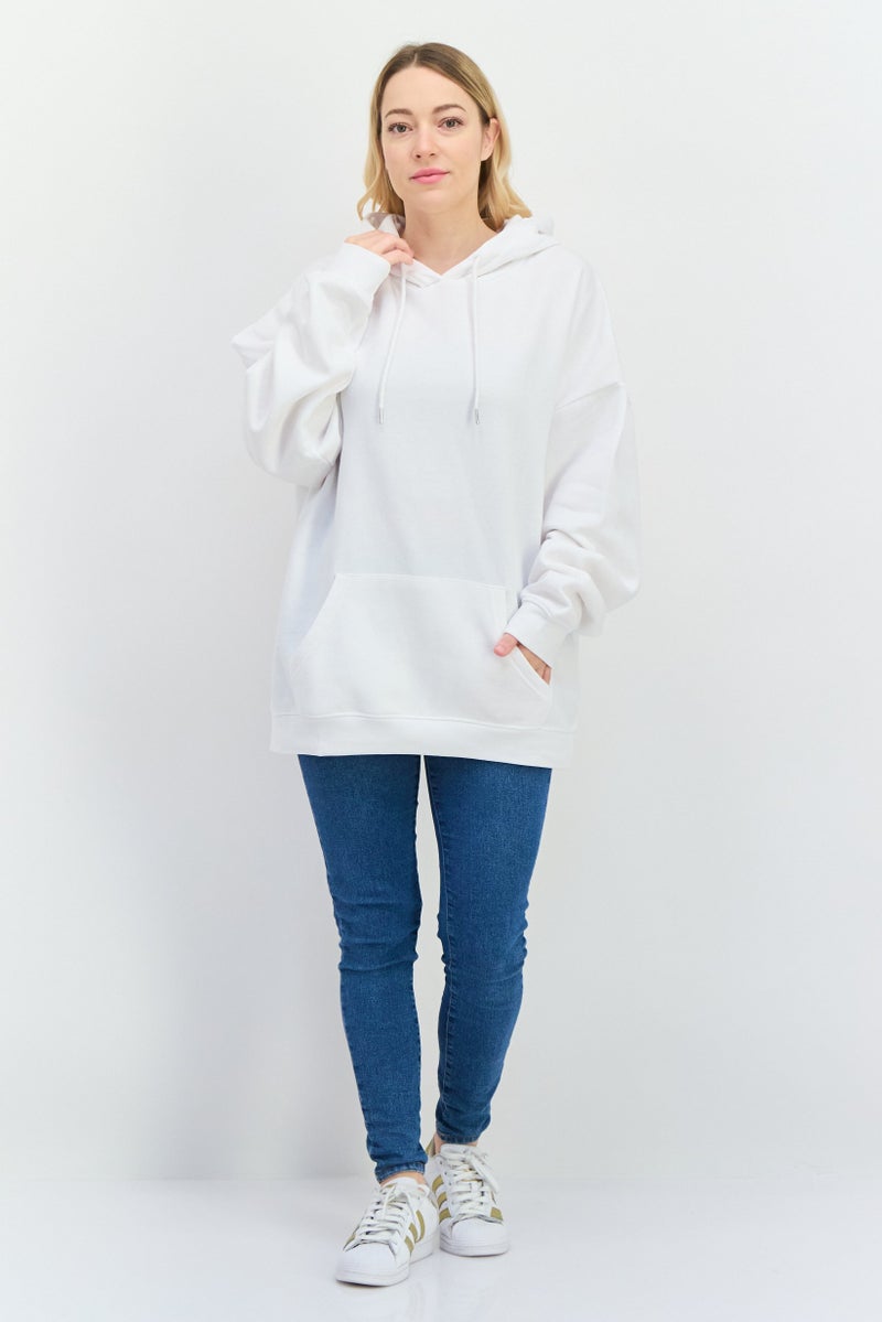 JUICE Women Hooded Solid Long Sleeve Sweatshirt, White - Image 4