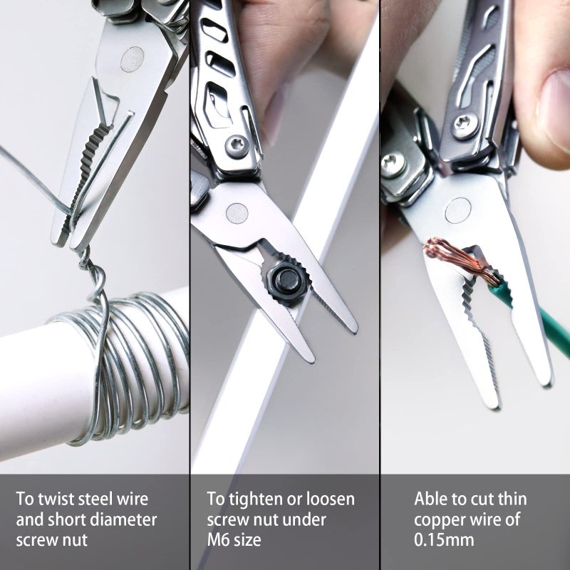 Nextool Nextool EDC Keychain Multitool, 10 in 1 Mini Pocket Knife Multi Tool with Needlenose Pliers, Scissors, Mini Useful Cool Gadgets for Men, Father's Day Gifts from Daughter-Sliver  - Image 5
