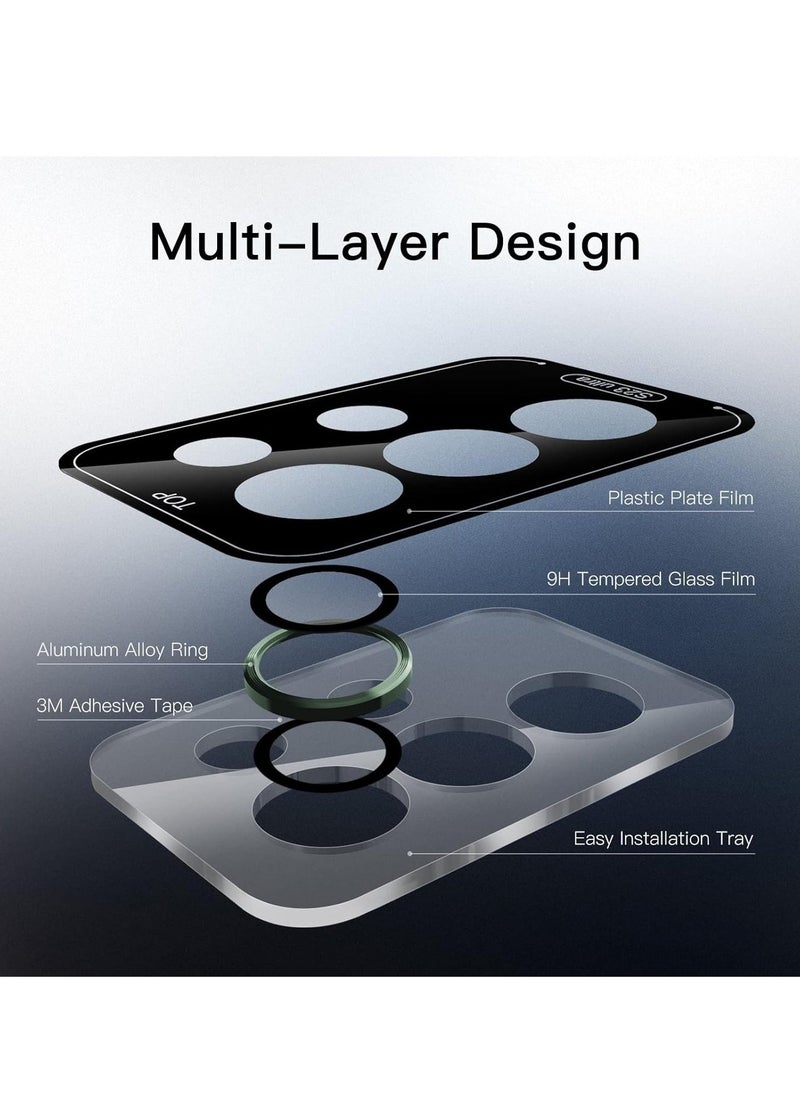 Raxoom Camera Lens Protector for Samsung Galaxy S23 Ultra 5G 6.8-Inch, 9H Tempered Glass Metal Individual Ring Cover, Easy Installation Tray, HD Clear, Set of 5 (Green) - Image 2