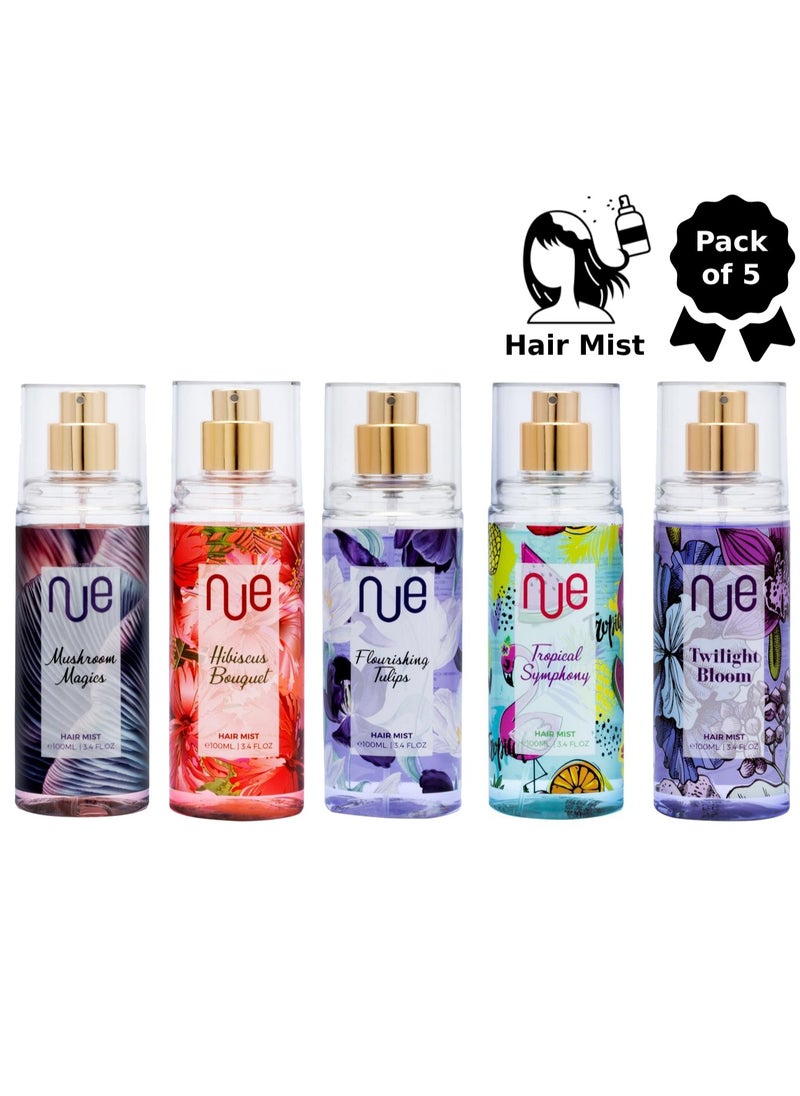 Nue - عبوة مكونة من 5 بخاخ معطر للشعر من نو هير ميست للنساء، سعة كل منها 100 مل - Image 1