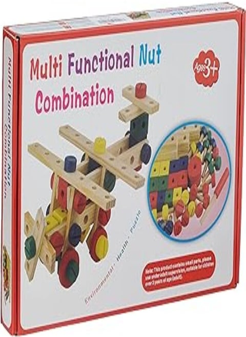 Multi-functional nut combination wooden construction screw and joints set toy for kids