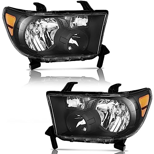 WEELMOTO For 20072013 Toyota Tundra Fits Models WITHOUT Level Adjuster Only Headlights Replacement For 20082017 Toyota Sequoia Fits 1214 Sequoia Models WITHOUT Headlight Washer Only