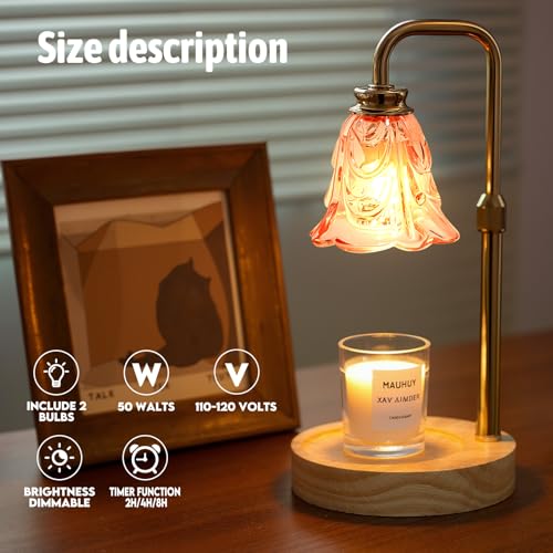 Droyek Candle Warmer Lamp with Timer Electric Adjustable Height Candle Warmer Dimmable Wax Warmer Lamp Jar Candles with 2 Bulbs for Home Decor & Office - Image 3