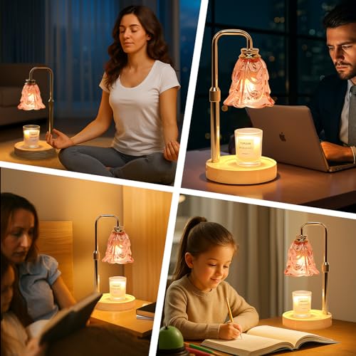 Droyek Candle Warmer Lamp with Timer Electric Adjustable Height Candle Warmer Dimmable Wax Warmer Lamp Jar Candles with 2 Bulbs for Home Decor & Office - Image 5