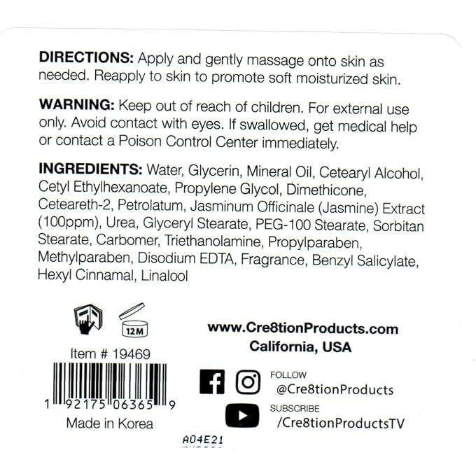 Cre8tion Spa Hand & Body Lotion Nourishing Skin Lotion Moisturizer From Dryness and Flaking 750ml / 25 fl oz (Jasmine) - Image 3
