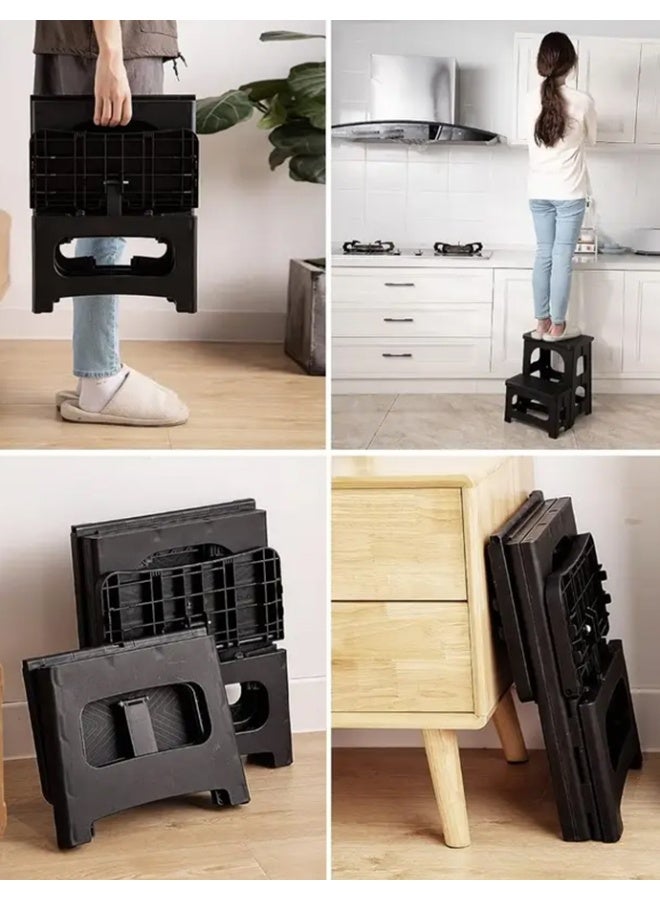 Folding 2-Step Stool, Auxiliary tools for Pressure Washer，Non-Slip Portable Footstools for kids and adults, for Kitchen Home Toilet Bedroom Office Bathroom RV(Black). - Image 5