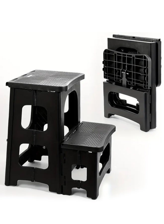 Folding 2-Step Stool, Auxiliary tools for Pressure Washer，Non-Slip Portable Footstools for kids and adults, for Kitchen Home Toilet Bedroom Office Bathroom RV(Black). - Image 2