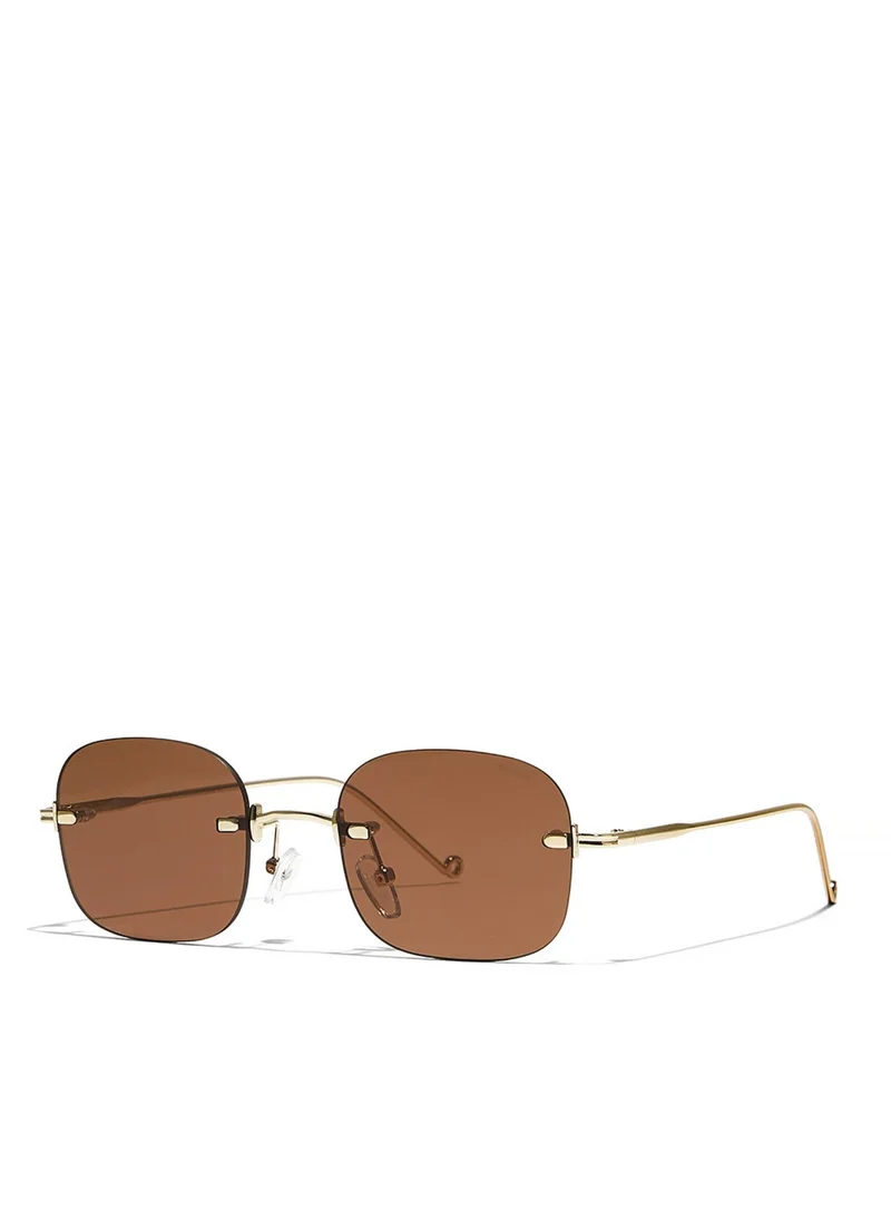 Blackout ANGELINA Women Japanese Gold Sunglasses - Frame Material: Metal- Frame Color: Japanese Gold-Lens Color: Brown - Full Rim