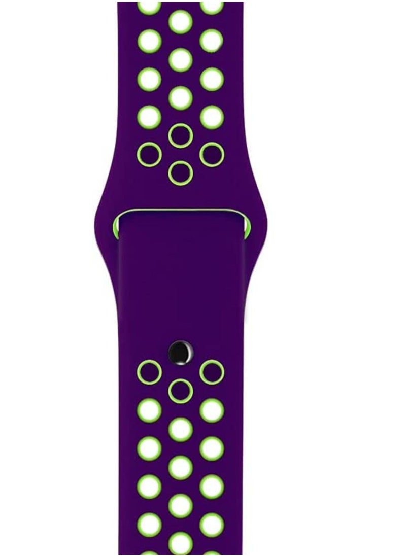 VITION - Apple Watch Band 42mm/44mm/45mm Soft Silicone Replacement Wristband for iWatch Series 7/6/5/4/3/2/1/SE Nike+/Sports Edition Purple/Green - Image 1