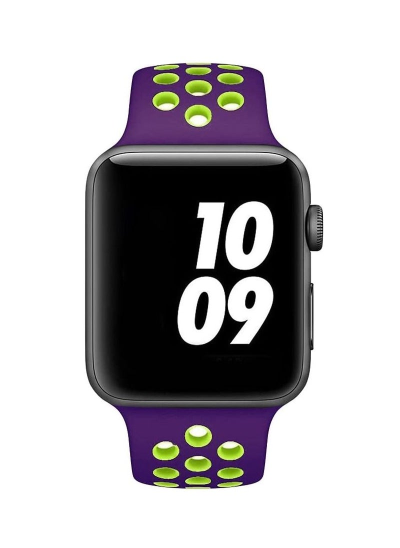 VITION - Apple Watch Band 42mm/44mm/45mm Soft Silicone Replacement Wristband for iWatch Series 7/6/5/4/3/2/1/SE Nike+/Sports Edition Purple/Green - Image 1