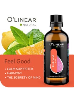 O'linear Premium Aromatherapy Essential Oil Feel Good Blend - 3.4 Fl Oz Happy & Relaxing Scent For Diffusers For Home - Relax Essential Oils For Humidifiers With Lavender Rose Lemon Cinnamon Geranium Aroma  - Image 2