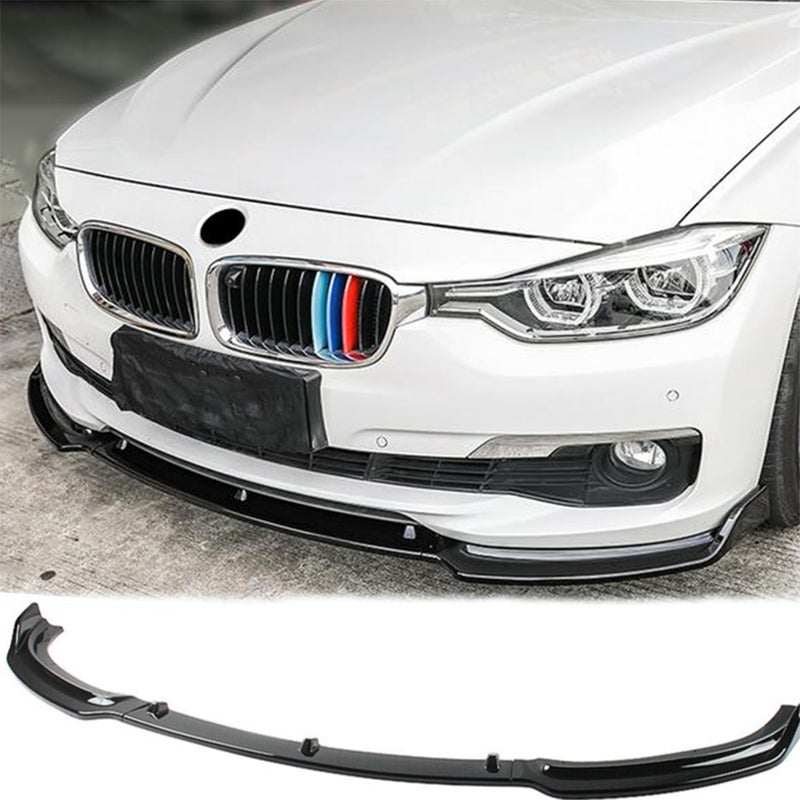 MUTUSAISI Front Bumper Lip Splitter Spoiler Compatible with 2012 2013 2014 2015 2016 2017 2018 BMW F30 F31 Base 328i 320i 328d 330e 330i 340i Accessories Gloss Black