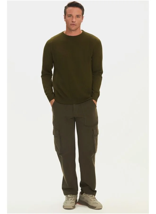 جون June Men Regular Fit Crew Neck Knitwear Sweater Khaki