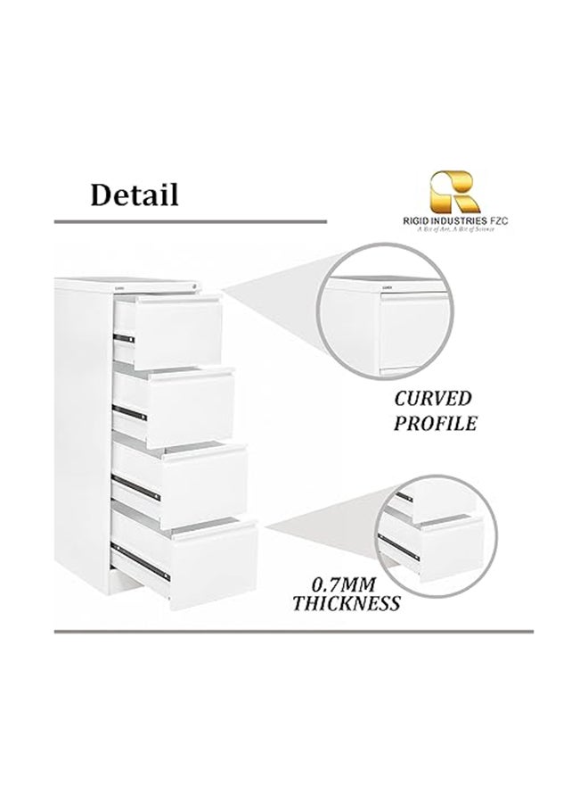RIGID Steel Vertical Filing Cabinet | 4 Drawers Storage Cabinet with Lockable Drawers | Home & Office Cabinet with Curved Shape 0.7mm Thickness (63Dx46.5Wx132H) cm - Image 3
