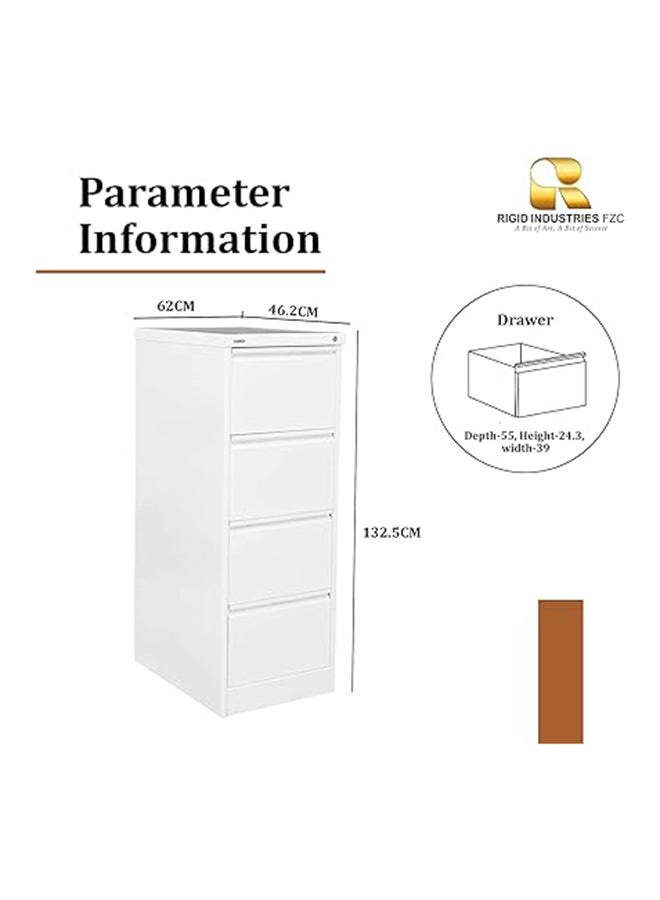 RIGID Steel Vertical Filing Cabinet | 4 Drawers Storage Cabinet with Lockable Drawers | Home & Office Cabinet with Curved Shape 0.7mm Thickness (63Dx46.5Wx132H) cm - Image 2