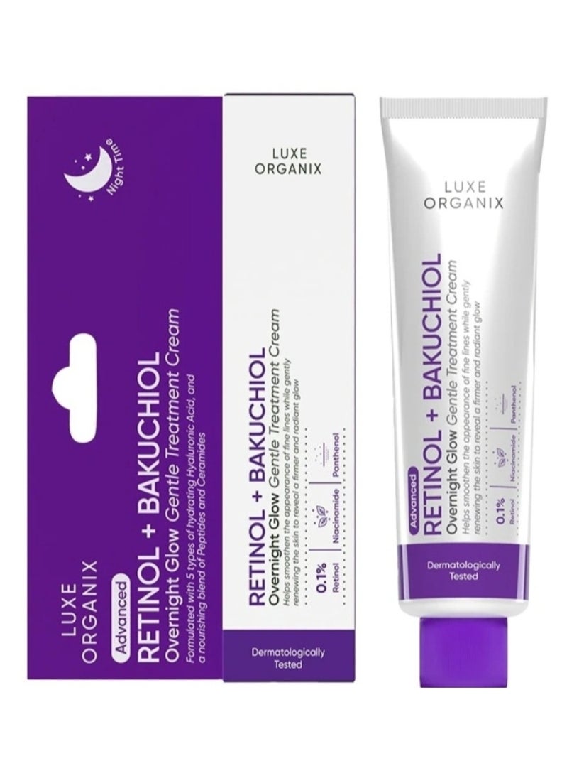 LUXE ORGANIX Retinol + Bakuchiol Overnight Glow Gentle Treatment Cream - 30g  - Image 2