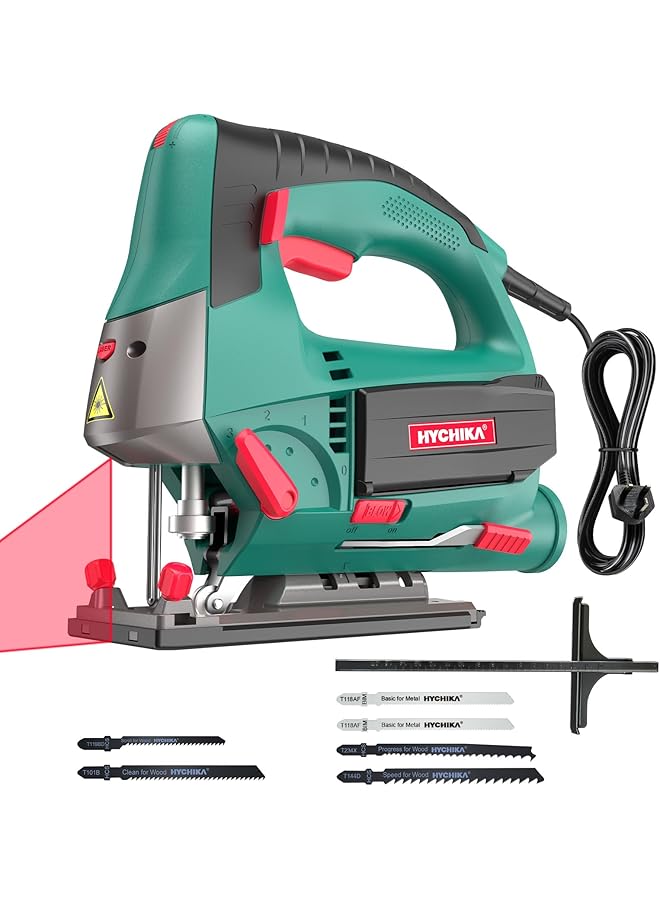 erorex Jig Saws 800W Max Cutting Depth 110Mm For Metal 800 3000 Spm Electric Jigsaw With Class 2 Laser 6 Variable Speeds 0 3 Orbital Sets 45° To +45° Bevel Cutting 6 Blades - Image 1