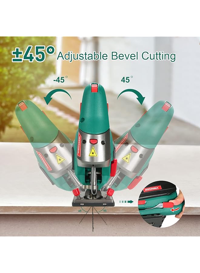 erorex Jig Saws 800W Max Cutting Depth 110Mm For Metal 800 3000 Spm Electric Jigsaw With Class 2 Laser 6 Variable Speeds 0 3 Orbital Sets 45° To +45° Bevel Cutting 6 Blades - Image 5