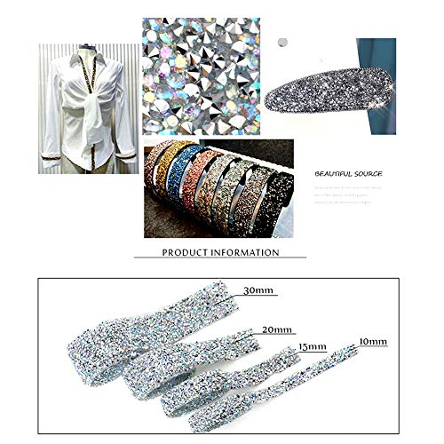 Dowarm 3 Yards Rhinestone Ribbon, Rhinestone Ribbon Roll, Bling Hotfix Rhinestones Mesh Wrap, Sewing Rhinestone Trim for Wedding Party Decoration (Crystal AB, 3CM / 1.18inch Width) - Image 5