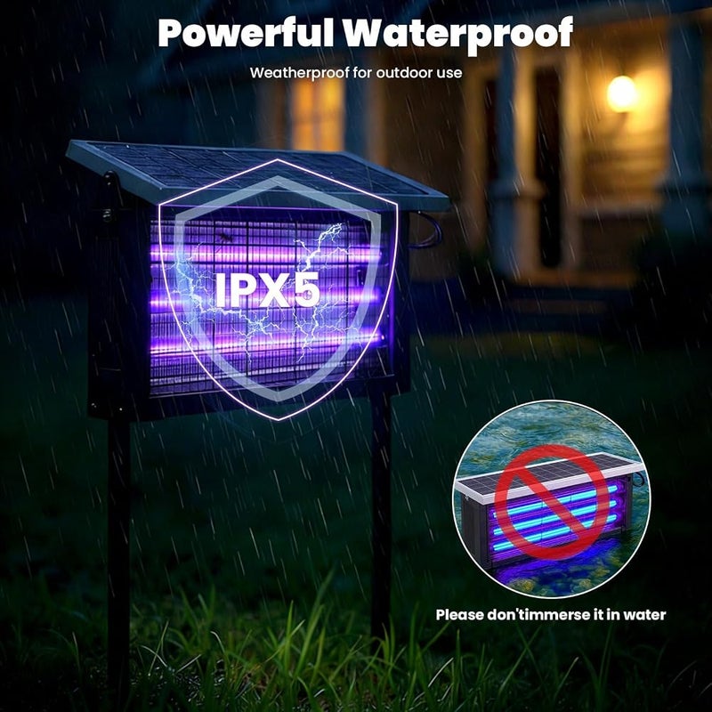 AUTOYSUR Solar Bug Zapper، قاتل حشرات خارجي قوة 20 واط، مصباح محمول لمكافحة البعوض، مناسب للاستخدام في المنازل والحدائق والمخيمات. - Image 5