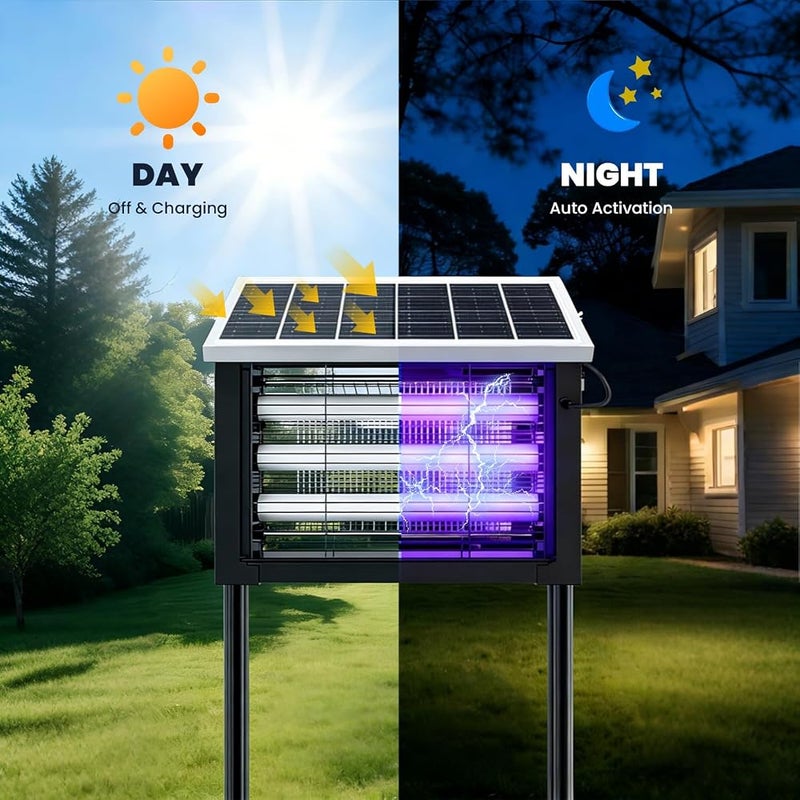 AUTOYSUR Solar Bug Zapper، قاتل حشرات خارجي قوة 20 واط، مصباح محمول لمكافحة البعوض، مناسب للاستخدام في المنازل والحدائق والمخيمات. - Image 4