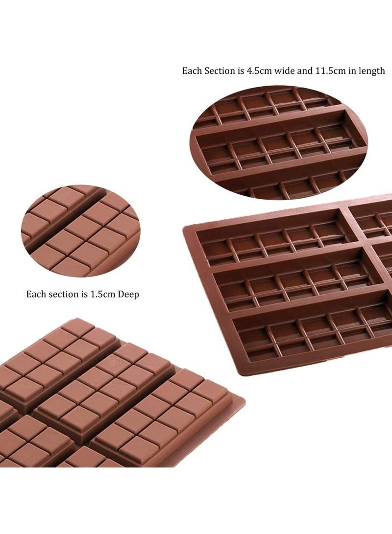2Pcs Silicone Moulds Chocolate Bar Sweet Moulds Candy Moulds Jelly Moulds Rectangle Baking Silicon Bakeware Mold Shape Soap Wax Flexible Baking Mould (6 Cell 10 Section) - Image 5
