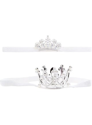 Nishine 2 pieces Baby Girls Crown Headband Princess Tiara Headdress Set Toddler Elastic Head Band (White) - pzsku/Z1E2CDBC50DA8856D176CZ/45/1746687397/bb31a4a0-5e49-4e98-9c95-f66dbdd11ada
