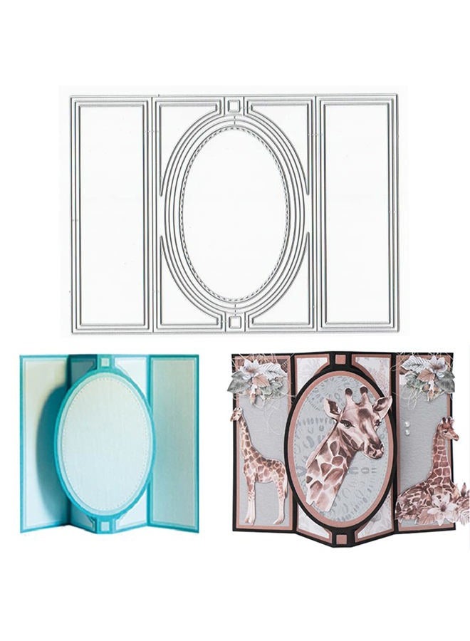 ALIBBON 3D Card Shape Die Cuts for Card Making and Scrapbooking, Pop-up Oval Background Cutting Dies Metal Template Molds, Rectangle Die Cuts for DIY Photo Album Paper Embossing Card Making Decoration - Image 1